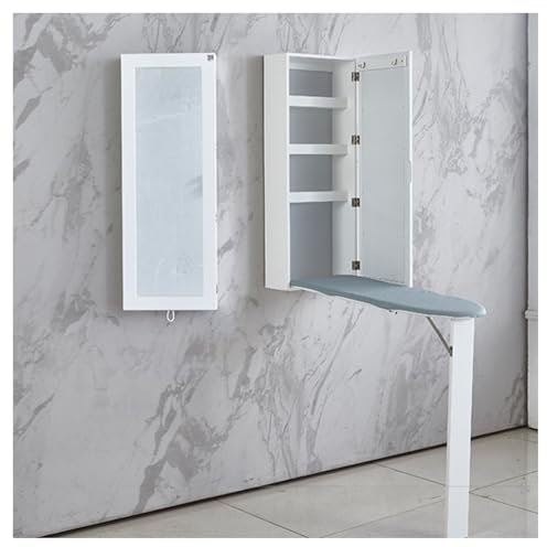 BZJPRFC Tabla De Planchar Extraíble, Gabinete De Planchado Plegable De Pared con Espejo, con Espacio De Almacenamiento, Cubierta Extraíble Resistente Al Calor, For Apartamento En Casa, Carga 40 Kg
