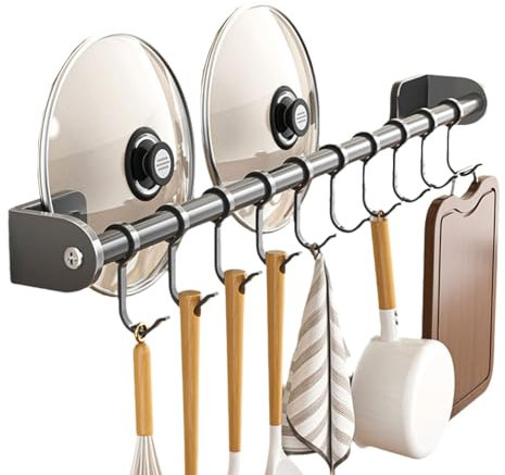 Wansiman KüChenhaken,Hakenleiste KüChe,KüChenhakenleiste,KüChenleiste Mit Haken,Hakenleiste KüChe Ohne Bohren,KüChenhaken Selbstklebend,Ohne Bohren,Wandhalterung,FüR KüChenutensilien