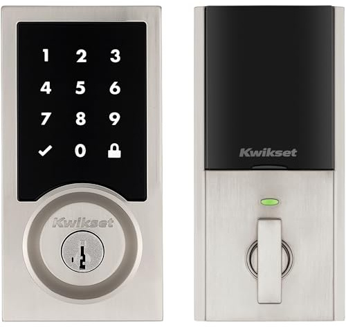 Kwikset HomeConnect 918 Contemporary Z-Wave Long Range Enabled Touchscreen Lock Works with Ring Alarm, Samsung SmartThings Hub Required, Sold Seperately in Satin Nickel