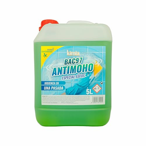 KIMIA - Nettoyant puissant spécial pour toilettes et salles de bains BAC97 Anti-moisissures 5L | avec flacon et pistolet à mousse | Nettoyage en profondeur et longue durée