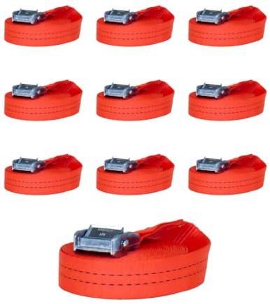 Lasiprofi Klemmschlossgurt 35 mm | Länge 6,0m | einteilig | Set | LC 700 daN | Farbe rot | Klemmschlossgurt zur Ladungssicherung | für LKW, Anhänger und Kleintransporter (10)