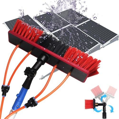 3~12m Kit Spazzolone, Kit Lavavetri con Spazzola Telescopica Alimentata Ad Acqua, Spazzola per La Pulizia dello Spruzzo d'Acqua del Pannello Fotovoltaico(Size:11m/36.08ft)