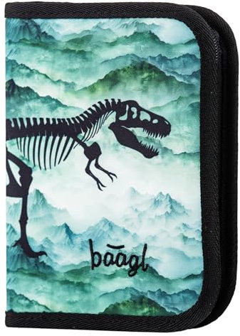 Baagl Federmäppchen für Jungen - Schüleretui, Federtasche, Federmappe für Schreibwaren - Etui, Federpenal, Schulmäppchen (Dino)