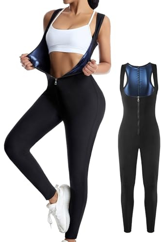 Weyot Tuta Sauna Dimagrante Donna, Gilet da Allenamento per La Vita da Donna, 4 in 1 Modellanti per Il Controllo della Pancia da Donna, Fitness Sudorazione Body Shaper Blue,3XL