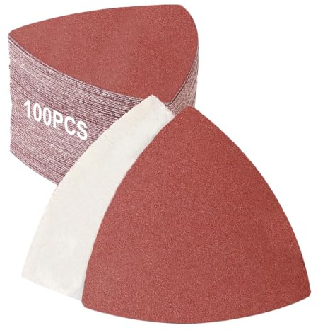PMIQSA 100 Piezas Triángulo De Lijado Delta 93 x 93 x 93mm | Granos 320 Papel de Lija Triangular Hojas de Lija Triangulares Lijado y Pulido para lijadoras delta