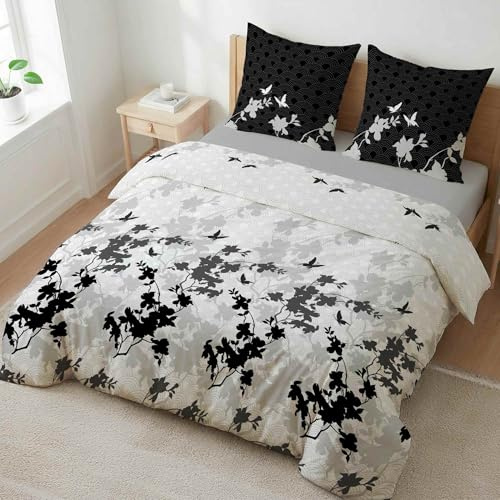 etérea Renforcé Bettwäsche 135x200 cm + 80x80 cm Osaka Grau Bettbezug Set | 100% Baumwolle Renforcé · sanft-glatt & superweich · ganzjahres-geeignet · 60°C waschbar · MADE IN GREEN by OEKO-TEX
