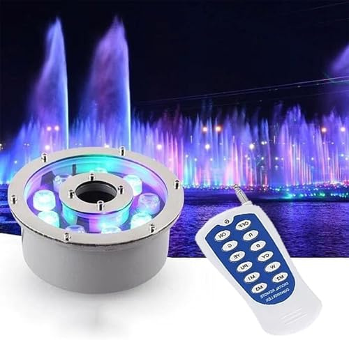 Spots Submersibles Encastrables - Anneau Lumineux RGB Pour Fontaine, Éclairage De Bassin À Trou Central Basse Tension 12 V, Projecteur Submersible Étanche IP68, Spots Paysage Sous-marin(RGB+remote Con