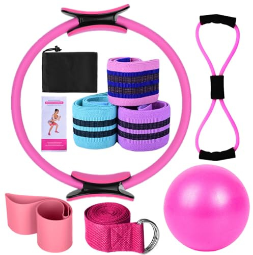 Fitnessbänder Glute Workout -Ausrüstung Pilates Ring Yoga Ball Resistenance Band Set Stretching Home Fitnesszubehör Booty -Toning (Rosa)