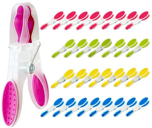 Lovvknd 30Pcs Clothes Pegs, Plastic Pegs for Washing Line, Strong Grip Non Slip Laundry Pegs, Multicolors Laundry Clips Rust Resistant Clothes Clips for Home, Garden, Paper, Pictures, Snack Bags