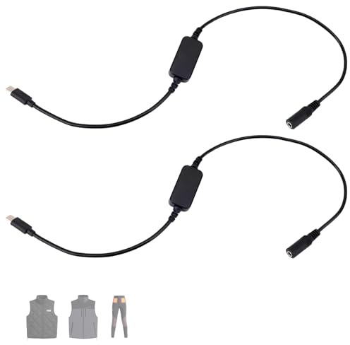 Penitue 2pz Adattatore Booster Batteria 9V per Giacca Riscaldata, Convertitore Step-Up Tipo C a DC 4mm per Giacche Gilet e Felpe da 7,4V e 8,4V (Non Compatibile con Abbigliamento Riscaldato a 12V)