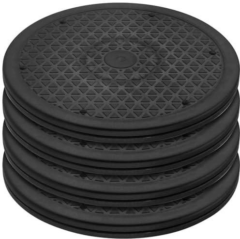 HEIYUET Pack of 4 Rotating Platform 25 cm, 360 Degree Rotating Platform, Black Turntable, Universal Turntable, Multi-Purpose Rotating Plate with Steel Ball Bearings for Laptops, Monitor, TV, Crafts