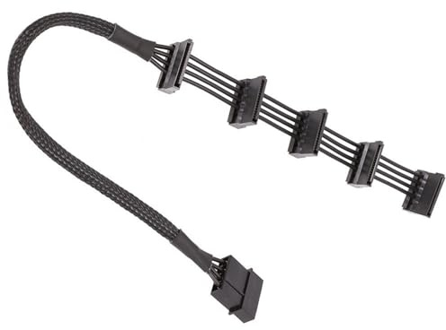 Cable de extensión de alimentación de 15 pines macho a 5 puertos grande de 4 pines hembra para PC de disco duro, servidor, jaula de disco duro