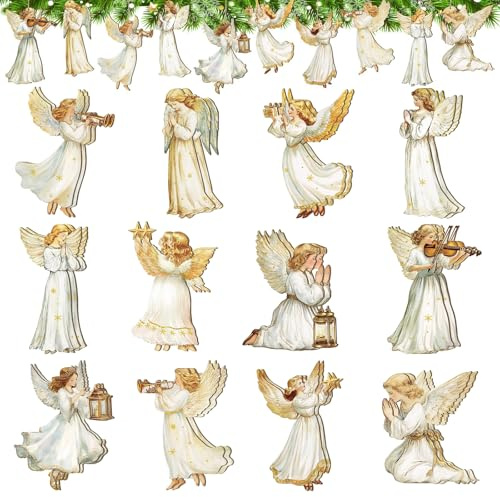 Deco Noel Sapin, Pendaison de Nativité en Bois, Scène de la Nativité Ornement, Ange Sapin de Noel, Christmas Ornaments, pour Le Sapin de Noël, la Décoration de Voiture (A)