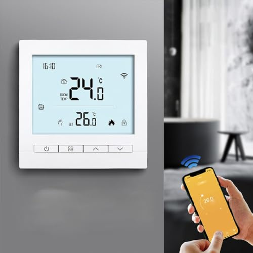 Termostato intelligente WiFi, termostato intelligente WiFi touchscreen, con telecomando, supporta telecomando e controllo vocale con timer per controllo della temperatura ambiente (B)