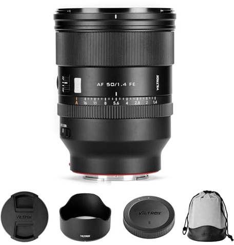 VILTROX AF 50 mm F1.4 Pro FE - Objetivo de enfoque automático de formato completo, F1.4 ultra amplia apertura, fotografía de retratos, documentación de carretera, fotografía de paisajes, compatible