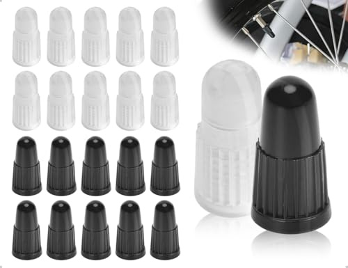 OHYANYAO Lot de 20 Bouchons de Valve de Vélo,Couvre Valve de Vélo Français en Plastique,pour Les Trajets Quotidiennes,Le Vélo en Ville et Les Activités en Extérieur(Noir,Transparent)