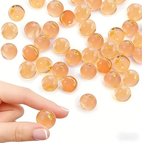 QyizuiPcn 100 Stück Murmeln Glas Gold,Goldene Glasmurmeln, Bunte Glasmurmeln, Wiederverwendbar Glas Murmelns für Murmelspiele, DIY-Projekte, Pflanzendekoration, Heimdekoration
