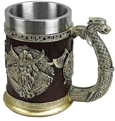 Générique Chope À Bière - Tasse À Bière En Acier Inoxydable De 600 Ml, Calice Boire E' Bronze Peint La Main, Calice Boire En Bronze Peint L Main Pour La Décoration De Fête, Cadeau E' Bois, Décor
