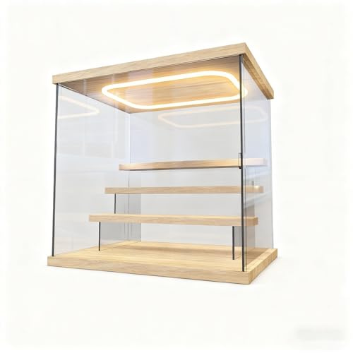 Acryl Vitrine Beleuchtete Acrylvitrine mit Herausnehmbaren Regalböden, 2/3/4/5-lagige Transparente Box für Mehrere Kleine Actionfiguren, Thekenvitrine Miniaturen(4 Tier-32x24xH30.5cm/13x10x12in)