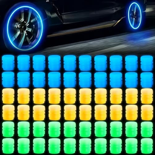 JXAXD 60 Stück Ventilkappen Fluoreszierend Auto, 3-Farben Leuchtende Ventilkappen Auto, Fluoreszierende Ventilkappens, Universelle Fluoreszierende Reifenventilkappen, Fluoreszierenden Ventilkappens