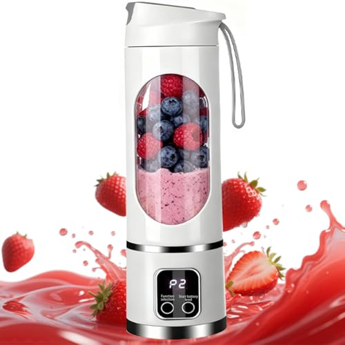470ml Mini Portable Blender, 1500mAh USB Rechargeable with 12 Blades, Personal Blender for Smoothies, Fresh Juices and Milkshakes, White