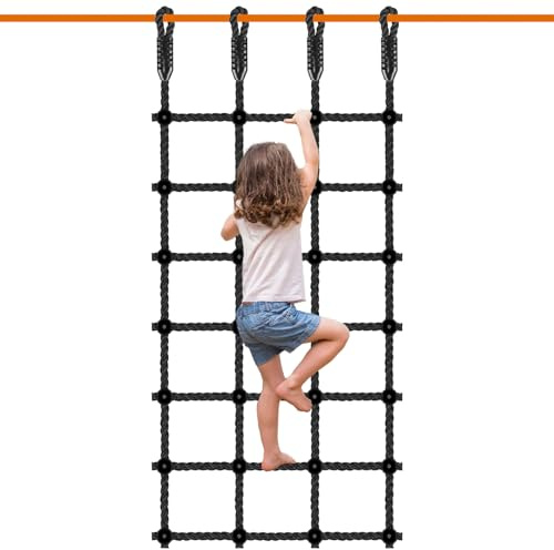 Climbing Cargo Net for Kids Outdoor 30 x 75 Heavy-Duty No Knots Climbing Net for Swing Set, Treehouse, Playground, Ninja Lines, Ninja Obstacle Course Rope Net for Climbing - 1000 LB Capacity