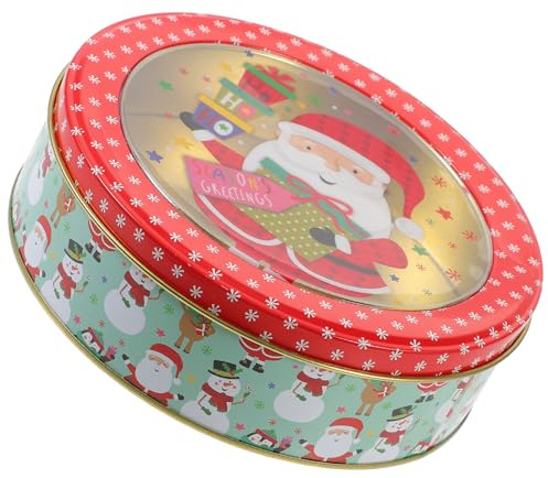 BIUDECO Christmas Cookie Tin Box Tinplate Candy Treat Container for Xmas Party Baking Snack Storage Small Case