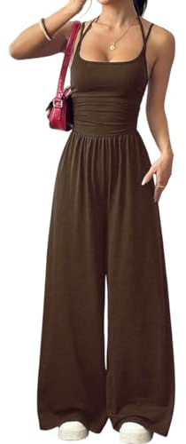 Cozyan Salopette Donna Estate Tuta Jumpsuit Donna Elegante Senza Manica Vestibilità Ampia Monopezzi Tutine Estiva Donna Senza maniche Tute Spalline sottili Larghe Tutine