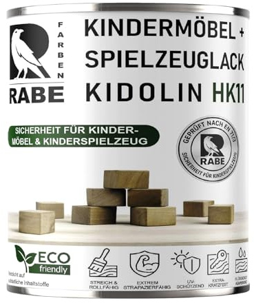 RABE Lack - Weiss - Kindermöbel Kidolin HK11 Seidenmatt Kinderspielzeug EN71/3 Kindersicher speichelecht Lack für Kinderspielzeug (1, Weiss, 1 Liter)