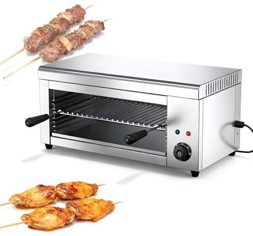 2000W Salamander Broiler, Electric Raclette Grill Cheese Melter, Commercial Wall Mount or Countertop Stainless Steel Toaster Oven 50℃-300℃ for Cheese Steak Meat 220V