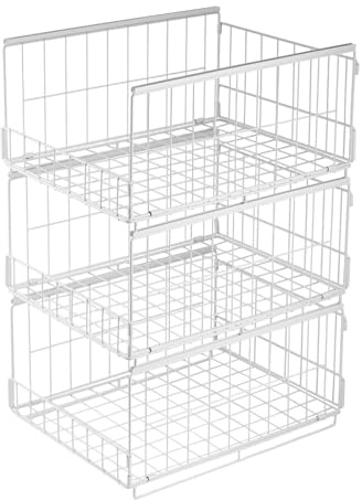 ARATERVIO 3er Set Schubladenbox Organizer – Stapelbare Aufbewahrungsbox mit Schubladen-Design aus Metall, Schrank Organizer für Kleiderschrank, Regal & Garderobe, Aufbewahrungsbox