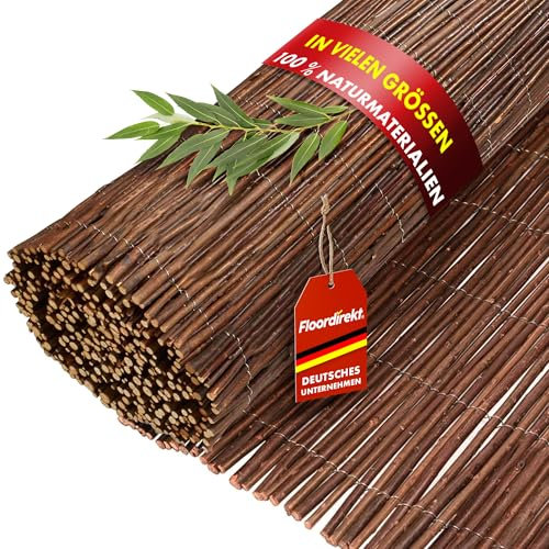 Floordirekt Balkon Sichtschutz Weidenzaun - Sichtschutzzaun für Garten und Balkonverkleidung - natürliche Sichtschutzmatte | Weidematte Weidenruten robust | Weidenmatte privacy fence (150x500 cm)