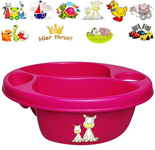 alles-meine.de GmbH Waschschüssel/Kinderwaschbecken - pink - rosa Motiv-Mix - Jungen Bieco - 3 Kammern - Baby - Putzeimer - Windeln Wickelschüssel - Windel Babywindel - für..