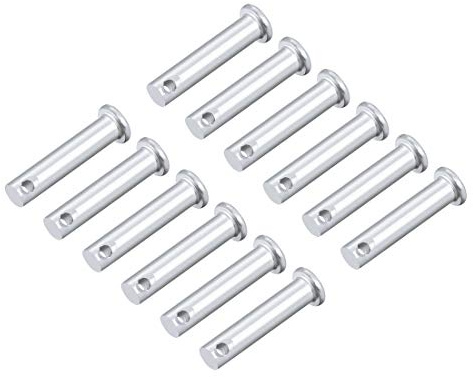 sourcing map 12 Stück Steckbolzen Einloch Flachkopf Gabelkopfstifte, 8mm X 35mm Splintstift Verzinkung Massiver Stahl Lochbolzen