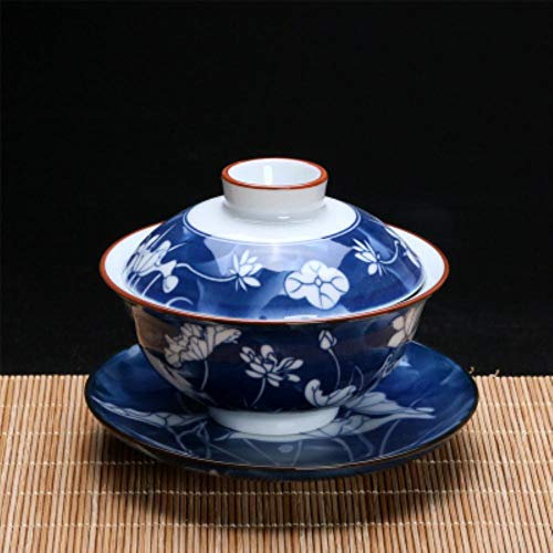 Porcelana Azul Y Blanca Sopera China De Gaiwan TazóN De Té De CeráMica Platillo Tapa De La Taza TazóN De La Taza De Gaiwan Cervecero De Té 140 Ml, Estilo 9