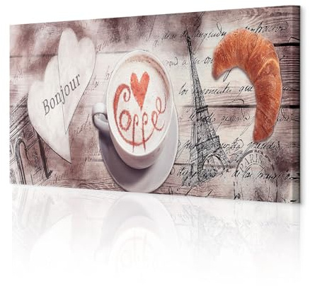 decomonkey Bilder Küche 120x40 cm 1 Teilig Leinwandbilder Bild auf Leinwand Vlies Wandbild Kunstdruck Wanddeko Wand Wohnzimmer Wanddekoration Deko Kaffee Coffee Abstrakt