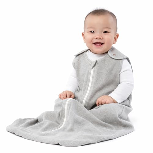 baby deedee Sleep Nest Basic - Baby Sleep Sack 0.6 TOG 18-36 Months, Cotton Sleeping Bag with Patented Shoulder Snaps, Toddler Wearable Blanket for Boys & Girls, Calming Gray