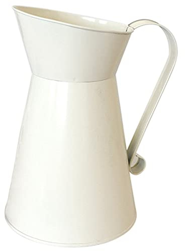 Midream Metall Vintage Vase für Blumen, Shabby Chic Creme Vase Emaille Krug Kanne Hochzeit Wohnkultur Weiß