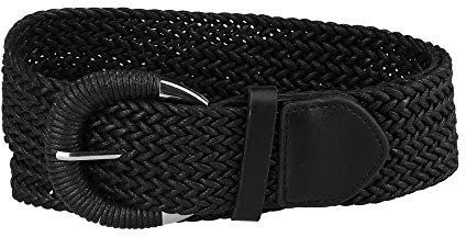 Allegra K Damen Gewebte Metallschnalle Taillengürtel Breite geflochtene Gürtel Schwarz 65-88cm/25.59-34.65