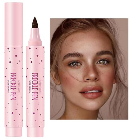 SPORTEON Freckle Pen, Sommersprossen Stift,Natürlicher lebensechter gefälschter Sommersprossen-Make-up-Stift, langlebiges wasserdichtes neutrales leichtes Sommersprossen-Werkzeug (01#Soft brown)