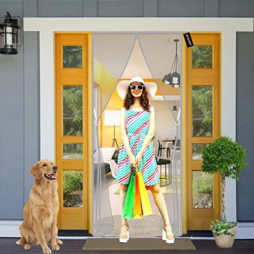 Fliegengitter Tür Magnet 110 x 230 cm Magnet Fliegenvorhang - Kinderleichte Klebemontage Ohne Bohren für Balkontür Kellertür Wohnzimmer Schiebetür Terrassentür - Grau A