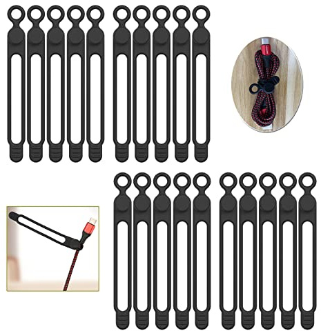 [20Park]UMUST Silicone Cable Ties, Reusable Cable Management Organizer, Cord Tie,Multipurpose Elastic Cord Organizer for Bundling and Fastening Cable Cords Wires(black)