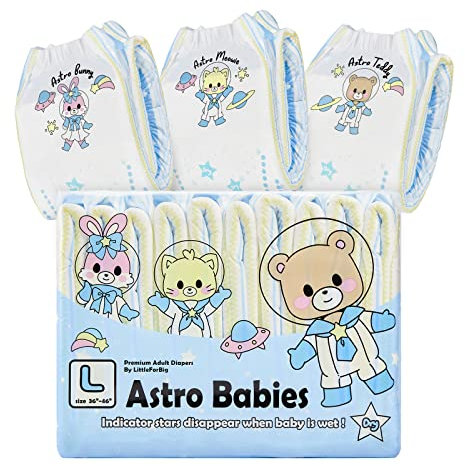 LittleForBig 5500-5800 ml Erwachsenen Gedruckten Windeln 10 Stück - Astro Babies (L)