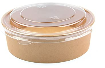 50 Stück Kraft Salatschalen mit Deckel, rund, 500 ml Salatbox Paper Bowl Salat to go Schale Salat-Bowl Hartpapier Salad Cups Salatbecher Kartonschale, Braun