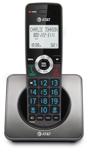 AT&T GL2101 DECT 6.0 Cordless Home Phone with Call Block, Caller ID, Full-Duplex Handset Speakerphone, 2 White Backlit Display, Lighted Keypad (Graphite & Black)