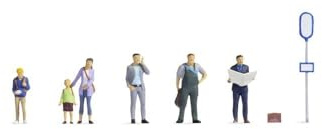 Noch H0 - Set di 6 Statuette in plastica Colorata a Mano per scartamento H0, Ideale per modellini