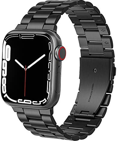 Tuocal Metal Strap Compatible for Apple Watch Strap 38mm 40mm 41mm 42mm(Series 10), Solid Stainless Steel Metal Business Band with Folding Clasp for iWatch Series 10 9 8 7 6 5 4 3 2 1 SE