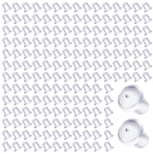 TOAOB 200 Piezas Tuercas Pendientes 5 x 4 mm Tapones Silicona Transparente Cierres Tapón de Seguridad Tope Posterior para Hacer Joyería Bisutería Manualidad Fabricación