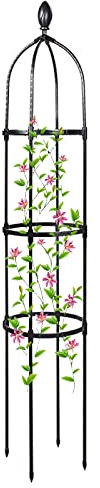 Traliccio Obelisco da giardino a torre per piante rampicanti e vasi, decorazione interna ed esterna,Nero Grigliato a Colonna - Adatto a Tutti i Tipi di Piante Rampicanti e Ortaggi ( Size : 25.4x175cm/