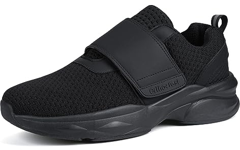 Ortho + Rest Men Diabetic Walking Shoes Edema Shoes for Swollen Feet Arch Support Orthopedic Sneakers (10.5,Black)
